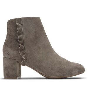 ROCKPORT Womens Gray Taupe Suede Total Motion Oakley Heeled Dress Boot Size 6.5